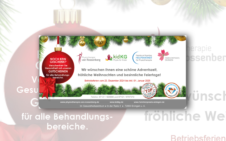 Gesundheitsgutscheine zu Weihnachten – Jetzt wieder erhältlich!